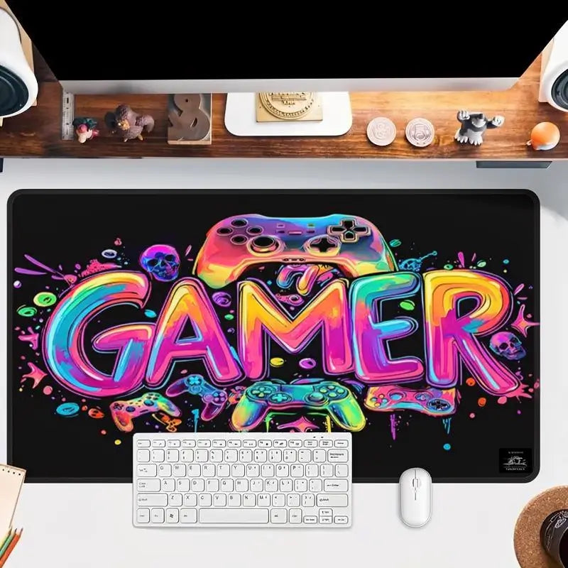 Mouse Pad Gamer Grande, Tapete para Mouse Acolchado Reactivo a Luz UV, Base de Goma Antiderrapante