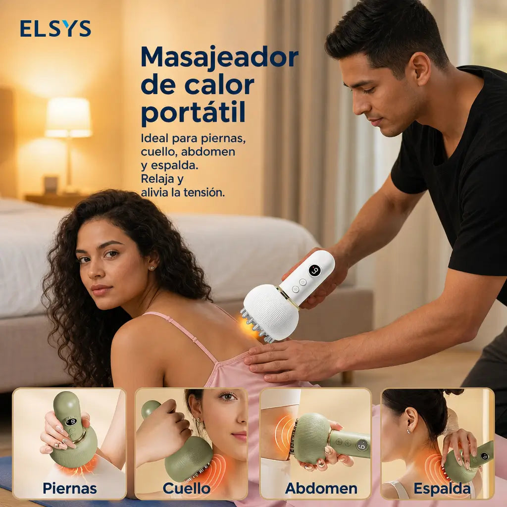 Masajeador corporal de tejido profundo con calor y luz roja, 9 velocidades para relajar cuello, espalda, piernas y abdomen en casa