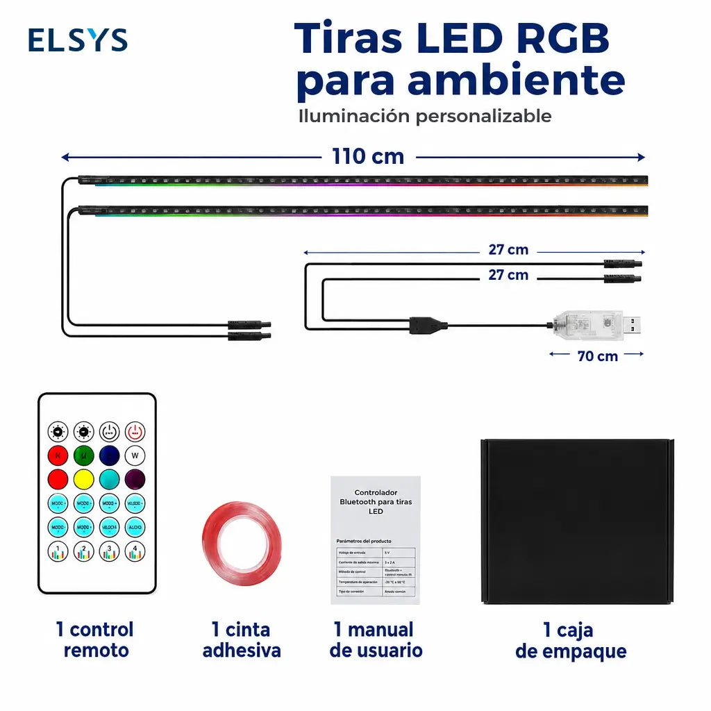 Iluminación interior LED RGB USB para auto con modos dinámicos y sincronización musical