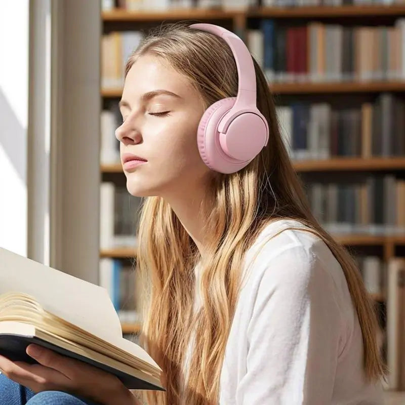 Audífonos de Diadema Plegables con Micrófono, Cascos Estéreo con Bajos Potentes, Ligeros y Portátiles para PC y Celulares
