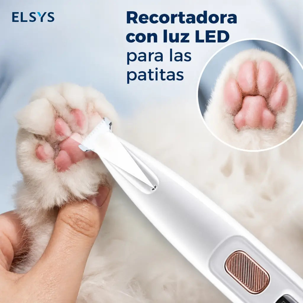 Rasuradora recargable para mascotas con luz LED, corte silencioso de precisión para patitas, cara y orejas de perros y gatos pequeños