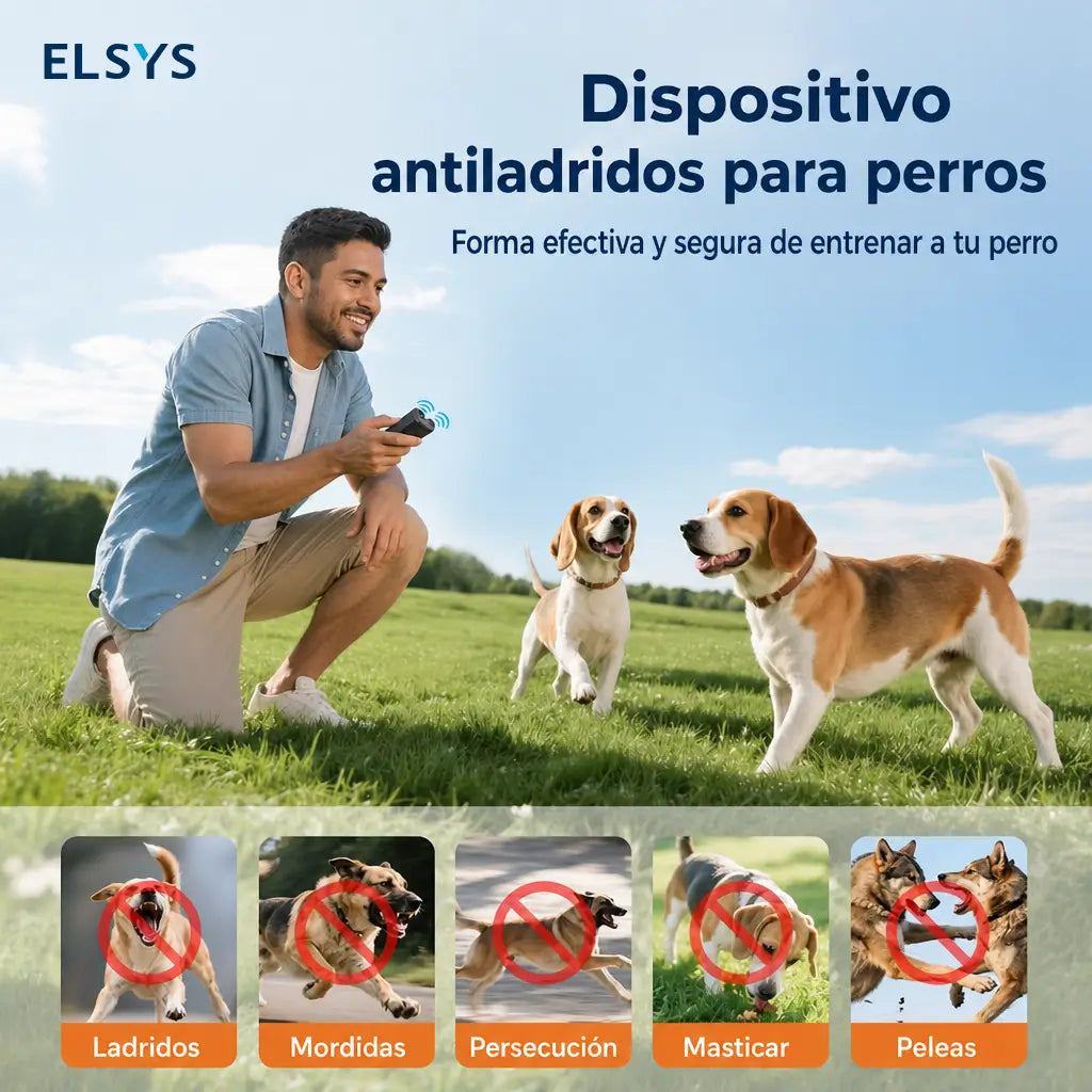 Dispositivo ultrasónico recargable USB-C para entrenar perros, con pantalla HD, linterna LED y control de ladridos sin collar en casa y paseos