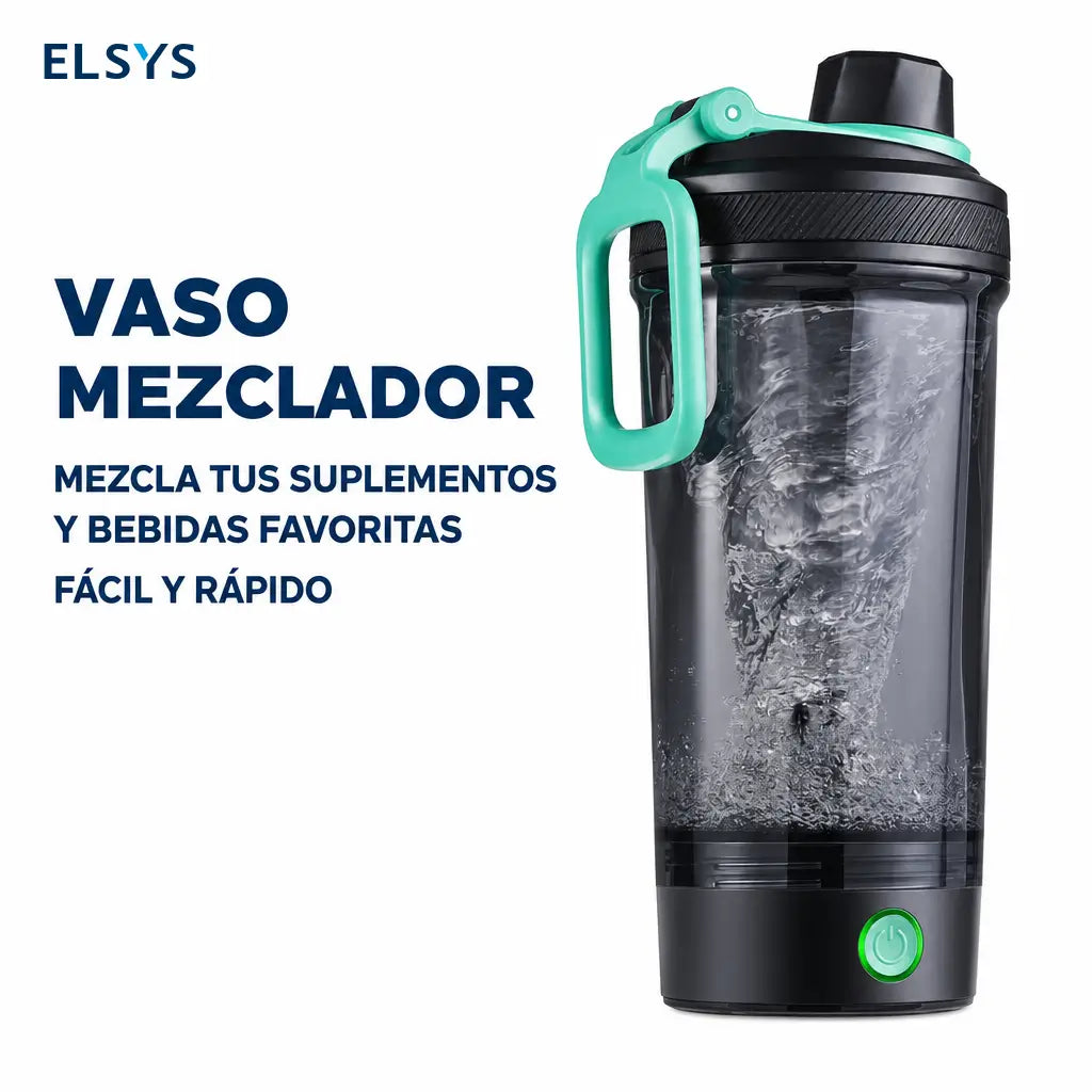 Shaker eléctrico para proteína con mezcla sin grumos, carga USB-C y tapa antifugas para gimnasio, oficina y batidos post entrenamiento