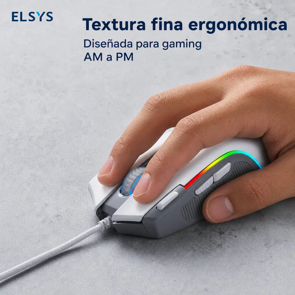 Mouse gamer alámbrico óptico de 8000 DPI con 11 botones programables y RGB para partidas precisas en computadora y trabajo diario