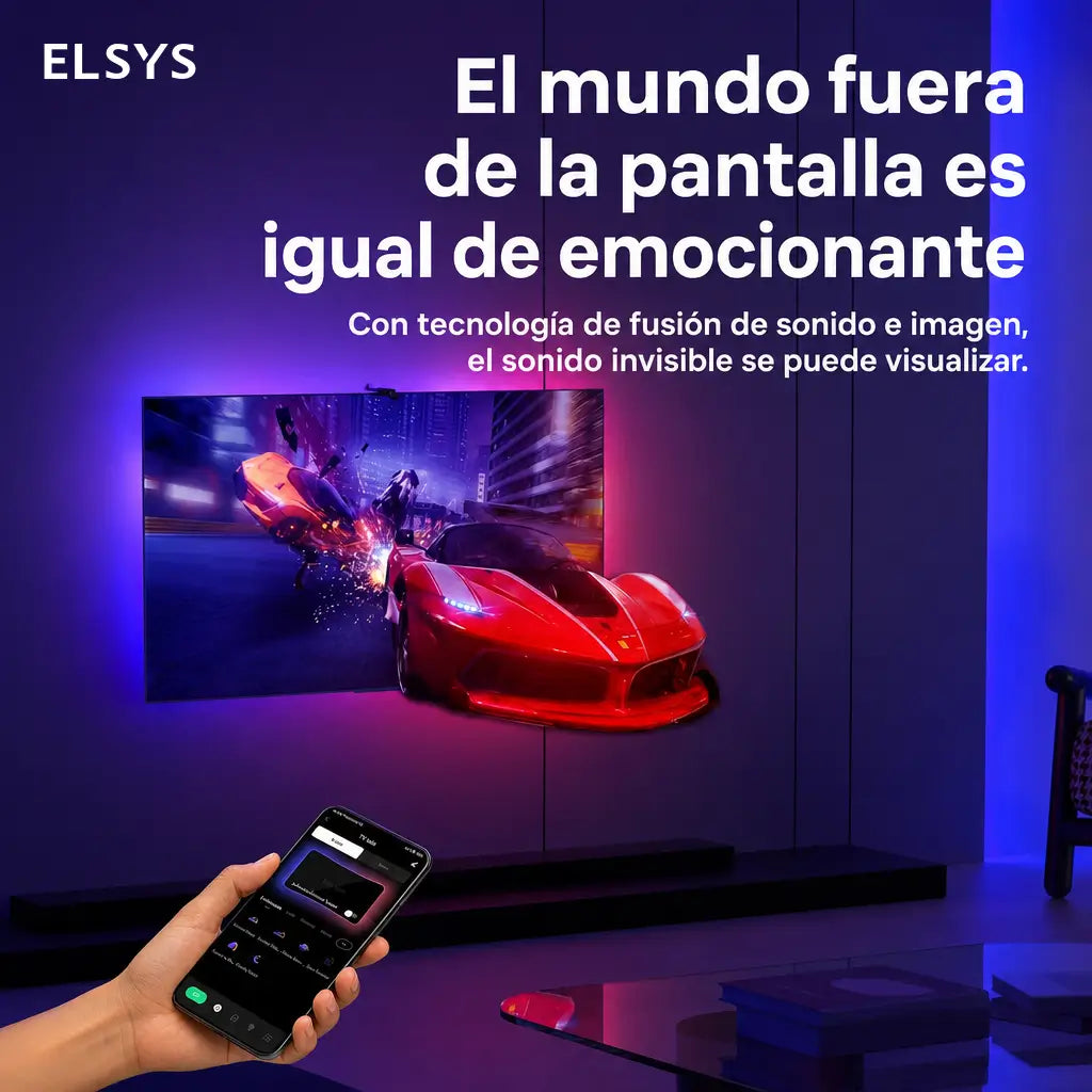 Tira de luces LED RGB para TV 55 a 65 pulgadas con sincronización de pantalla y música para cine en casa y gaming envolvente