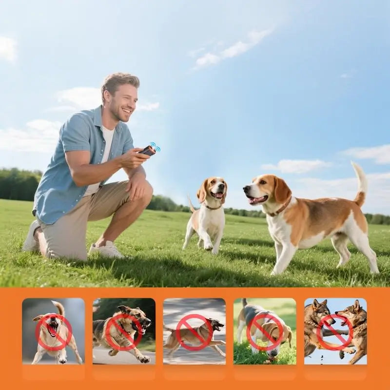Dispositivo Ultrasónico para Entrenamiento de Perros 2026 con Linterna LED y Pantalla HD - Recargable por USB para Control de Ladridos
