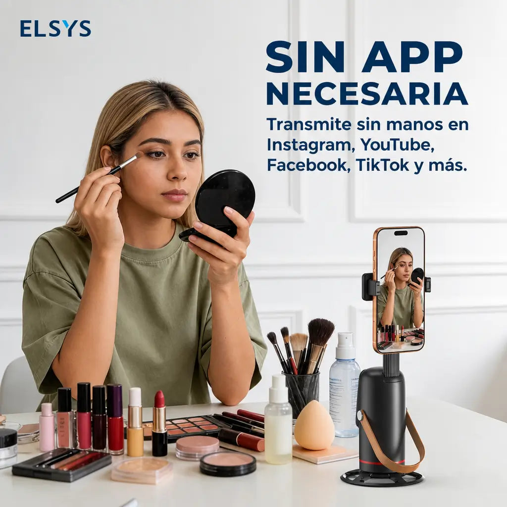 Soporte inteligente para celular con seguimiento facial 360° y control por gestos para lives, vlogs y selfies creativos diarios