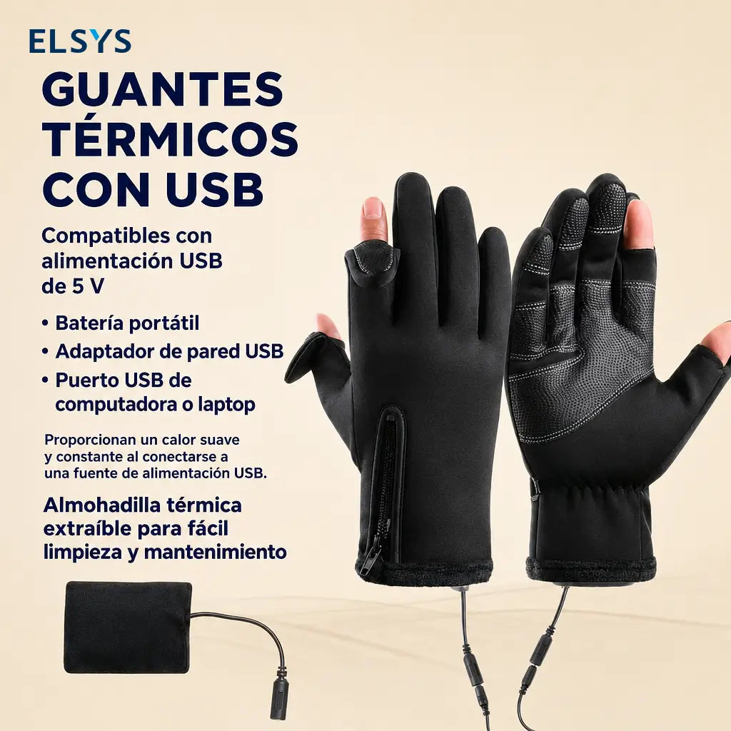 Guantes térmicos USB impermeables con 3 niveles de calor y pantalla táctil para pesca, moto y trabajo al aire libre en invierno