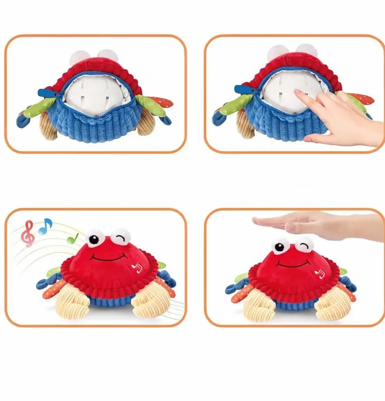 Cangrejo de Peluche Musical para Bebé - 48 Canciones y Función de Repetición - Juguete para Gatear con Movimiento y Sonido - Juguete Sensorial para Niños de 0 a 12 Meses
