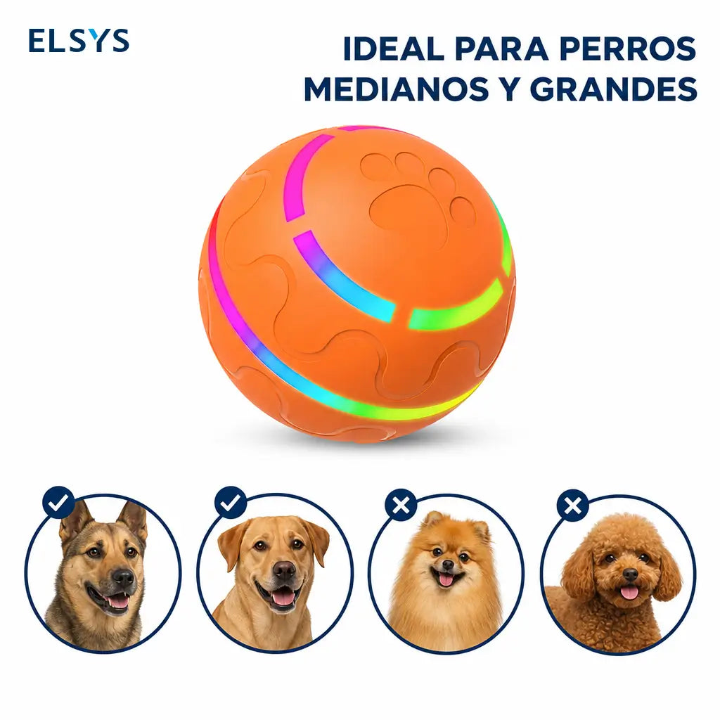Pelota interactiva vibratoria para perros pequeños y medianos, con luz LED, recargable USB y activación por mordida para juego en casa