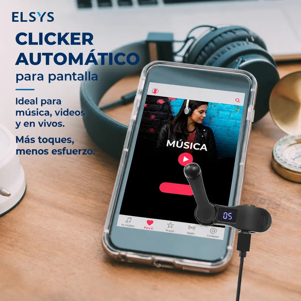 Soporte USB para celular con auto toque, rotación 180° y hasta 99 clics por minuto para juegos y transmisiones en vivo cómodas