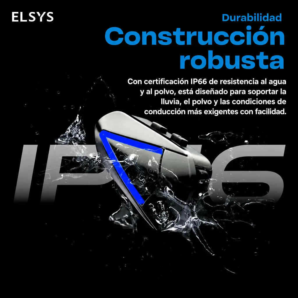 Audífono Bluetooth 5.4 manos libres para casco de moto con micrófono rígido, IP66 y batería 1000 mAh para rutas en solitario