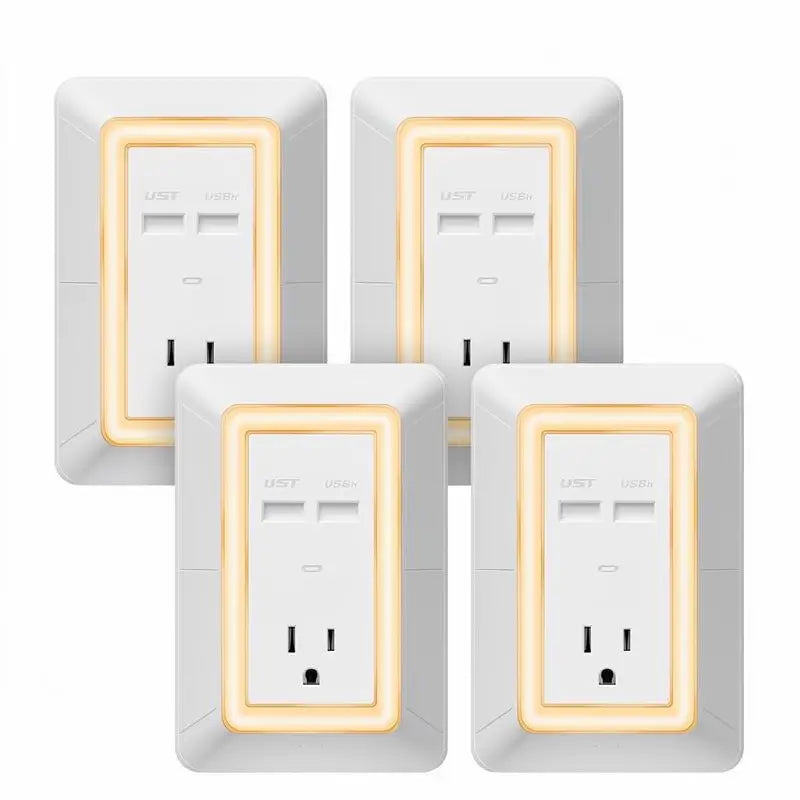 Supresor de Picos con Luz Nocturna, 3 Puertos USB y 6 Contactos de CA, Protector Eléctrico Multicontacto