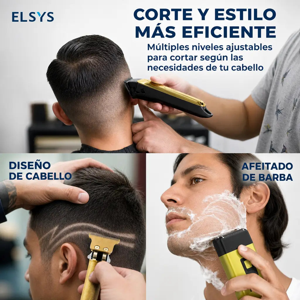 Kit cortadora de cabello y barba recargable USB con pantalla LCD, cuchilla ajustable y rasuradora para cuidado en casa diario masculino
