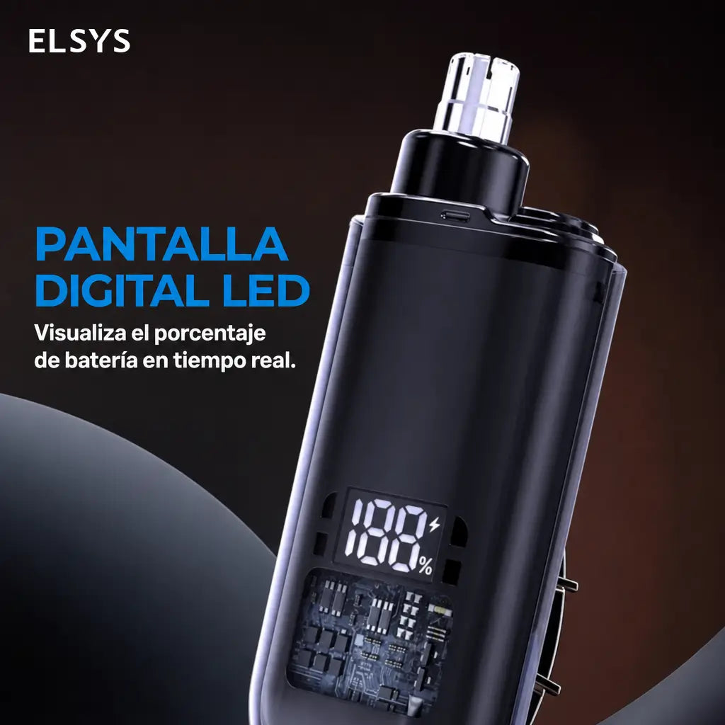 Recortadora de vello nasal recargable USB-C con pantalla LED, corte 360° sin jalones para cejas, rostro y uso diario en casa