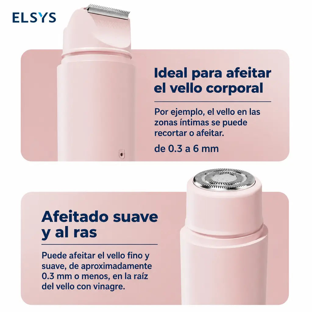 Afeitadora eléctrica 2 en 1 recargable USB con doble cabezal para depilación suave de rostro, piernas y zona bikini en casa