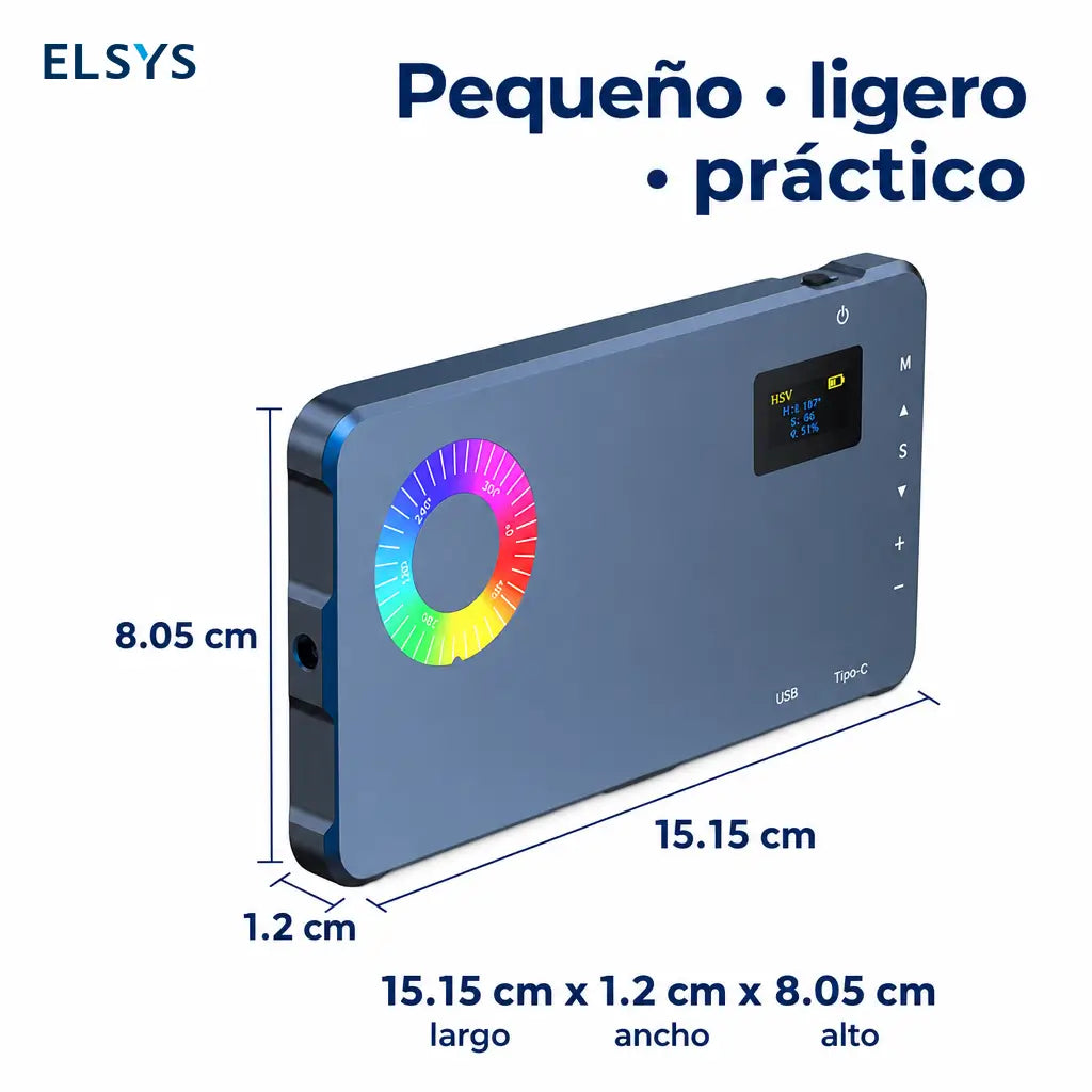 Luz fotográfica RGB recargable por USB 4000mAh compacta para cámara de celular, streaming en vivo y vlogs de viaje creativos diarios