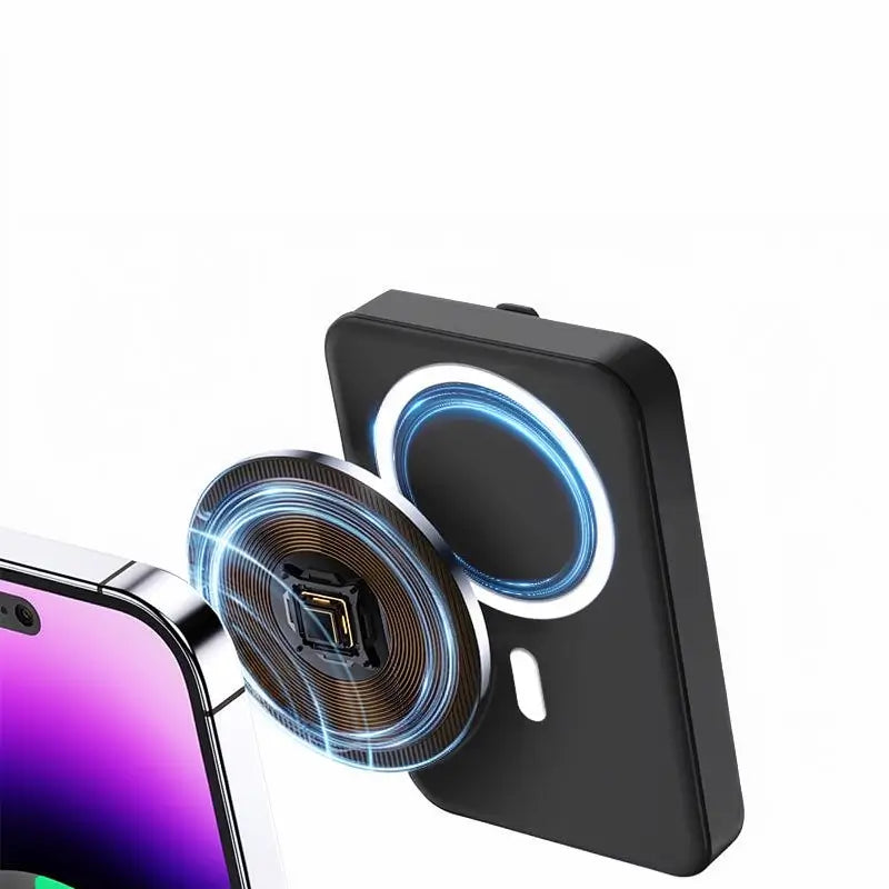 Batería Portátil Magnética 10000mAh Cargador Inalámbrico con Cable USB-C y Pantalla LED Power Bank Plegable Compatible con Serie 17/16/15/14/13/12 Pro y Pro Max Silicón Compacto