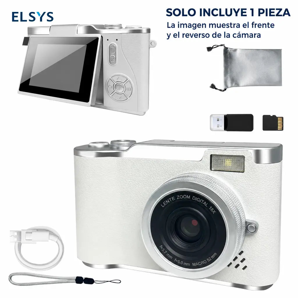 Cámara digital de bolsillo 1080p con filtros creativos, juegos integrados y pantalla plegable para principiantes y vlogging en viajes escolares diarios