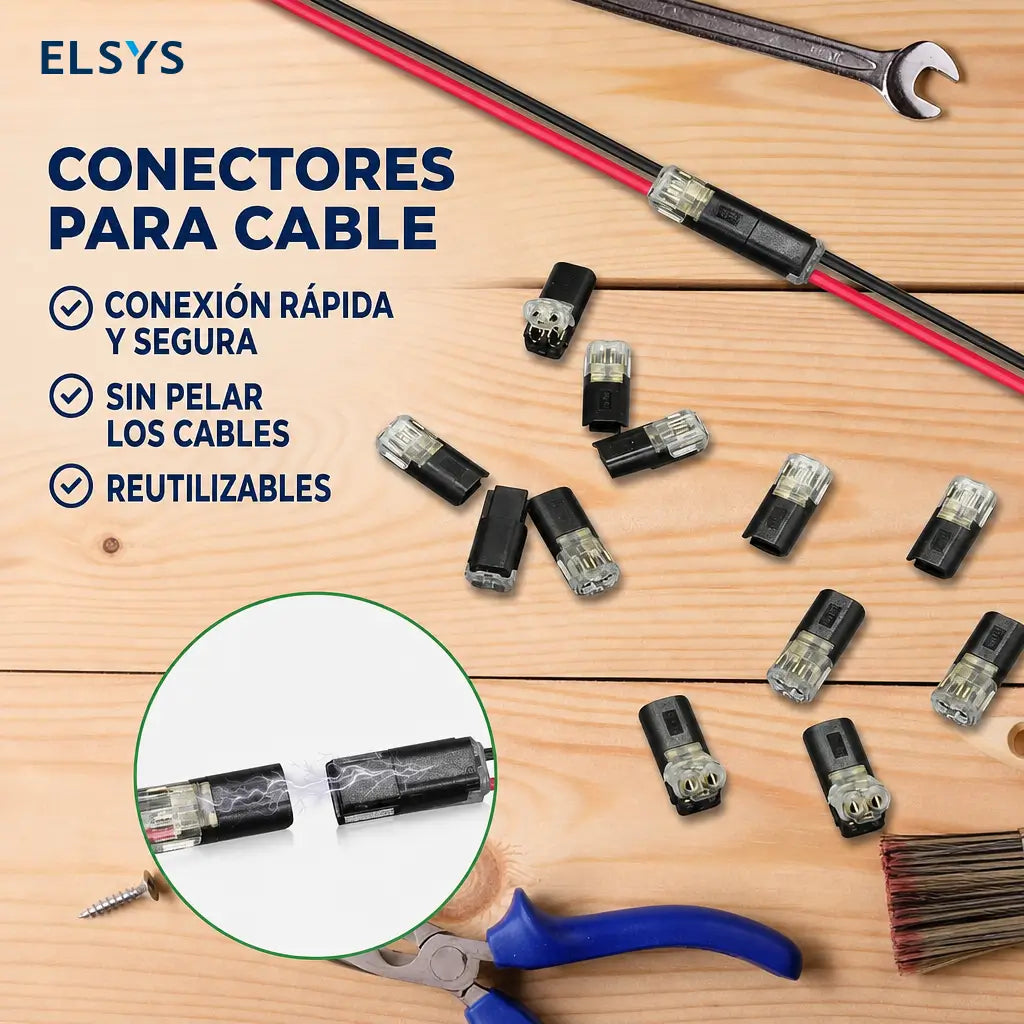 Conectores rápidos de 2 pines para tiras LED de bajo voltaje, con broche seguro para cableado DIY en auto y hogar