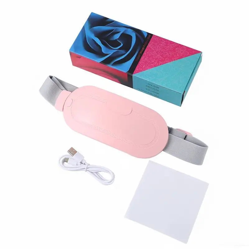 Cinturón Térmico para Alivio de Cólicos, Almohadilla de Calor Inalámbrica y Masajeador Abdominal Vibratorio