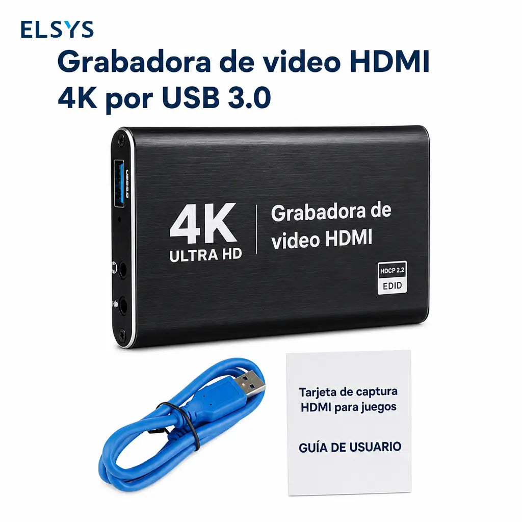 Tarjeta de captura HDMI para Nintendo Switch, PS4 y PS5 con audio 3.5mm, ideal para directos, clases y reuniones en computadora sin drivers