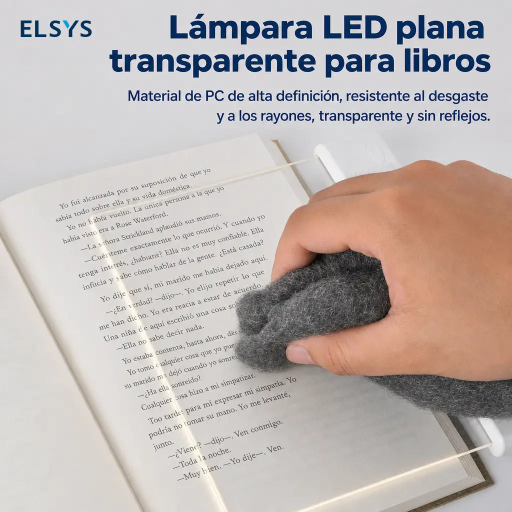Lámpara plana LED recargable para lectura con 3 tonos, brillo ajustable y temporizador para leer en cama sin molestar a nadie