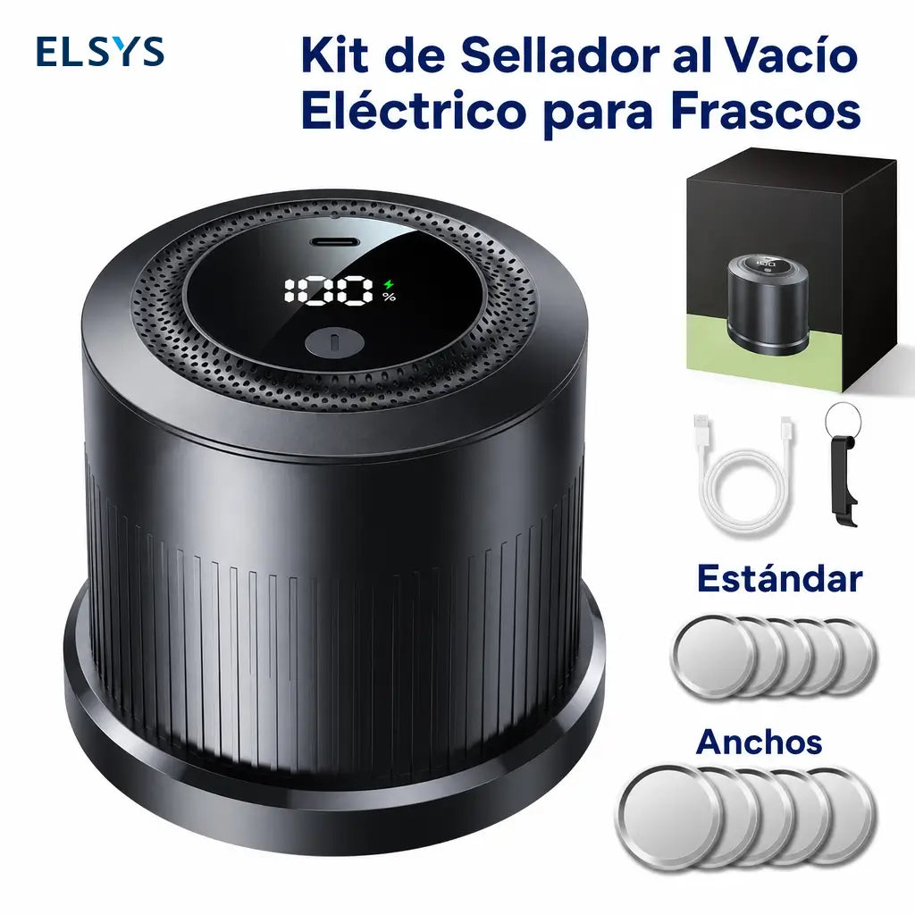 Kit sellador al vacío eléctrico para frascos Mason de boca ancha y regular, bolsas y botellas, conservación automática de alimentos en casa