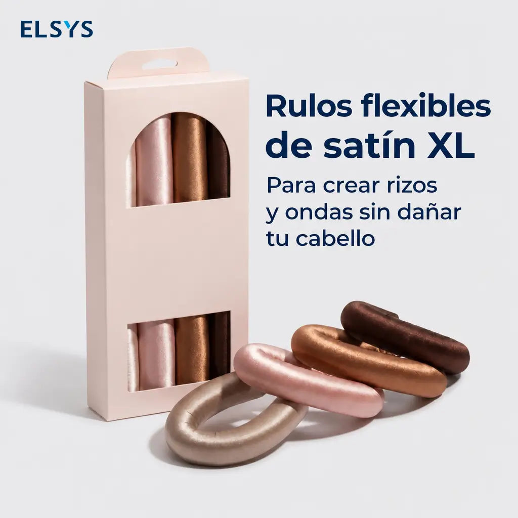 Rulos satinados sin calor jumbo flexibles de 4 piezas para ondas suaves y rizos grandes mientras duermes sin maltratar el cabello