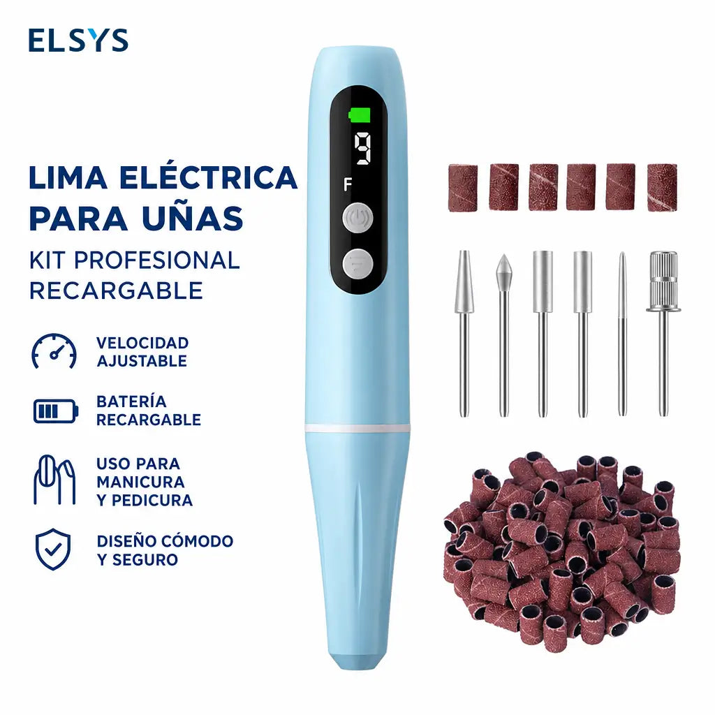 Lima eléctrica recargable para uñas 20000 RPM con 9 velocidades, ideal para manicure y pedicure en casa o salón preciso y portátil