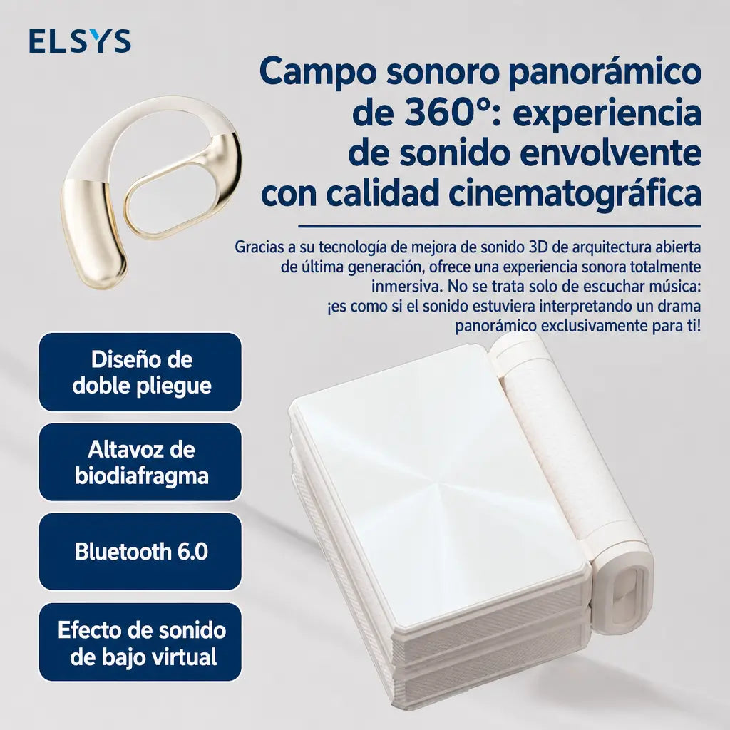 Audífonos inalámbricos open-ear Bluetooth 6.0 con gancho ergonómico, ENC y batería de 100 h para deporte, trabajo y viaje