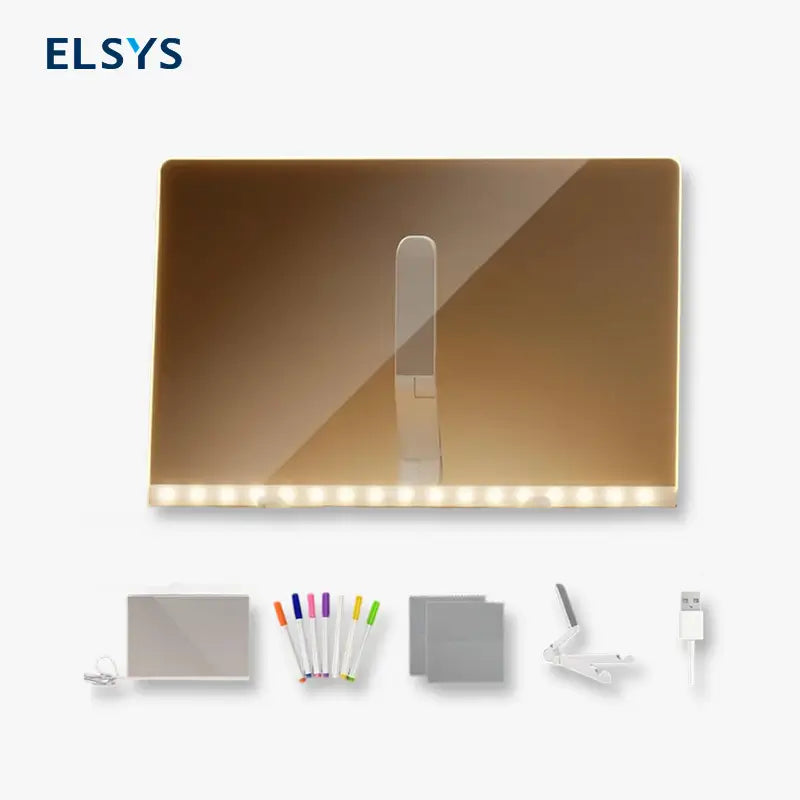 Tablero acrílico con luz LED para niños, borrado en seco y soporte ajustable, ideal para dibujos, notas y aprendizaje