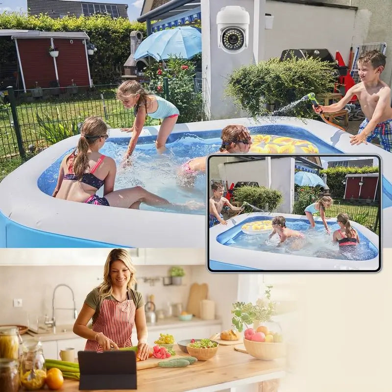 Cámara de Seguridad 3MP, Video 2K HD con Visión Nocturna a Color, Rotación de 360°, WiFi 2.4Ghz, Detección de Movimiento y Audio Bidireccional - Fácil Instalación para el Hogar