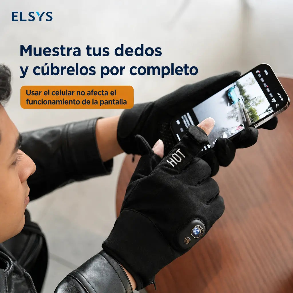 Guantes térmicos recargables con pantalla digital y 5 niveles de calor para ciclismo y actividades al aire libre en clima frío diario