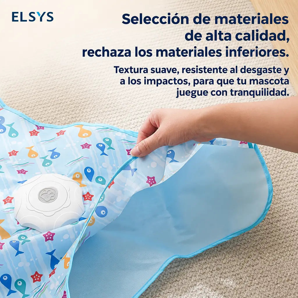 Tapete eléctrico interactivo para gatos con movimiento irregular 360°, batería recargable, 3 velocidades y varita teaser para juego de caza interior