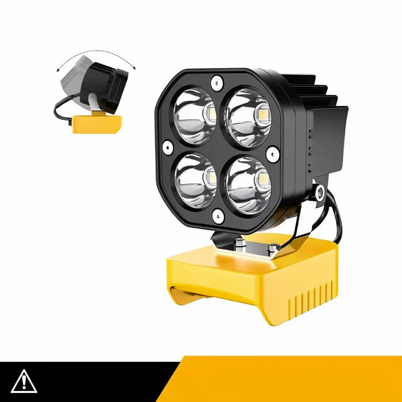 Lámpara de Trabajo LED Inalámbrica 18V – 40W 6000LM Compatible con Batería Milwaukee, Reflector Ajustable para Construcción, Taller Mecánico y Camping