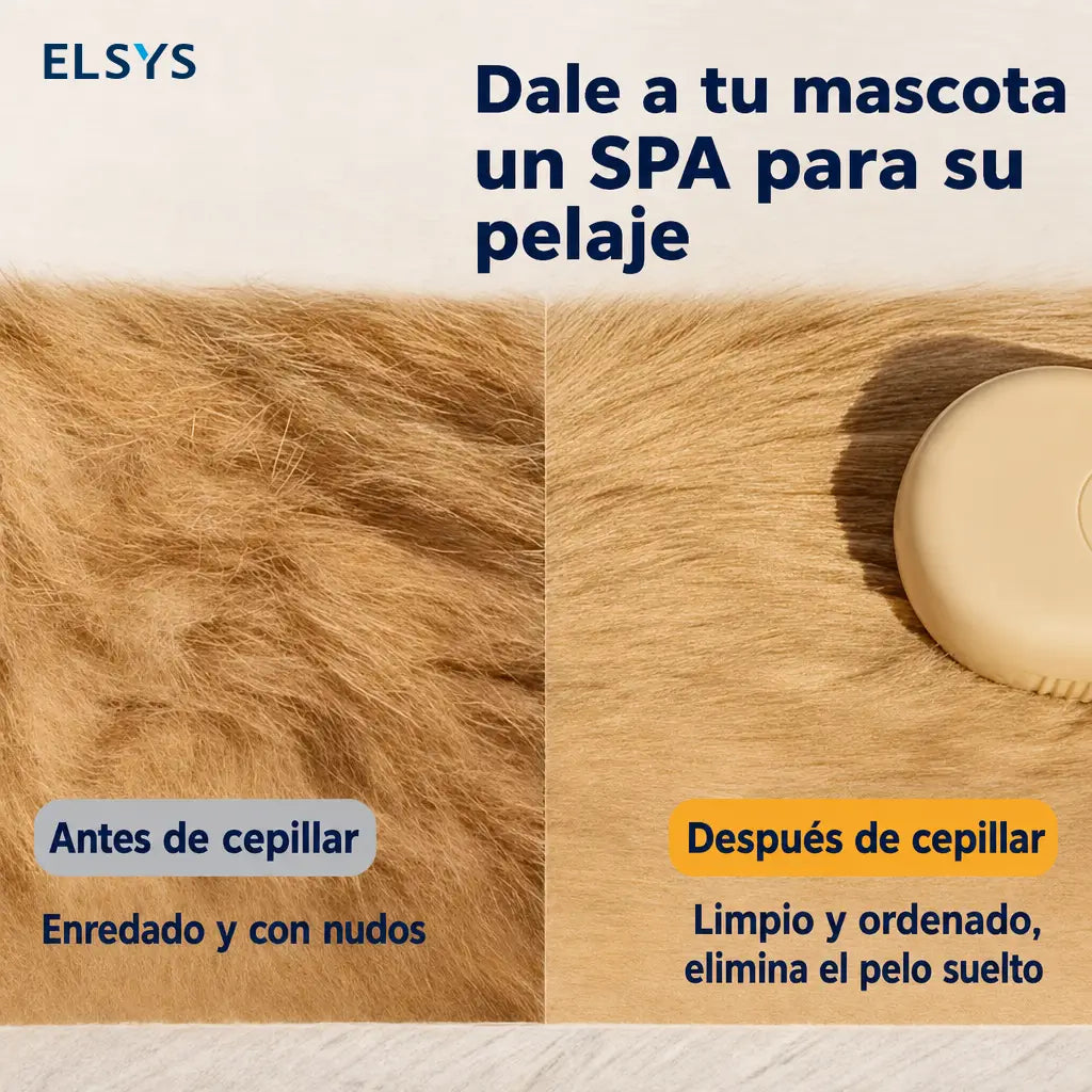 Cepillo vaporizador para mascotas con depósito integrado para desenredar sin jalones y suavizar todo tipo de pelaje en perros y gatos en casa