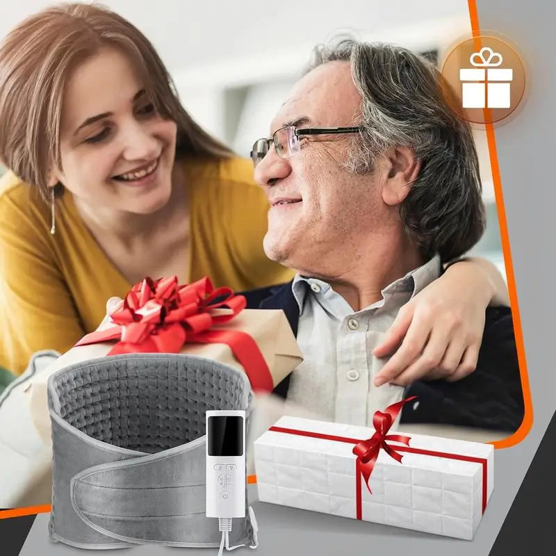 Almohadilla Térmica Eléctrica para Cintura - 9 Niveles de Calor y 4 Ajustes de Temporizador - Cojín Térmico Ajustable para Espalda, Cólicos, Abdomen y Hombros - Enchufe de Reino Unido