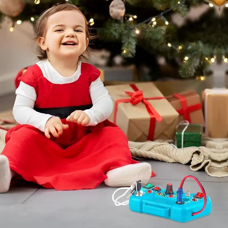 Tablero Sensorial Montessori con 8 Interruptores de Luz LED, Juguete de Viaje de Aprendizaje Visual y Regalo Educativo