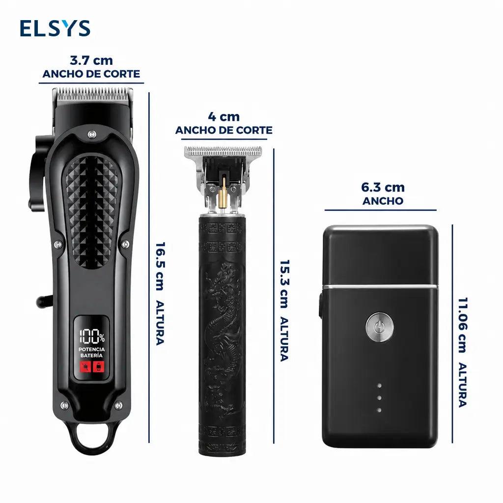 Kit de cortadora y recortadoras para hombre con carga USB, pantalla LCD y cuchillas ajustables para cortes en casa o barbería