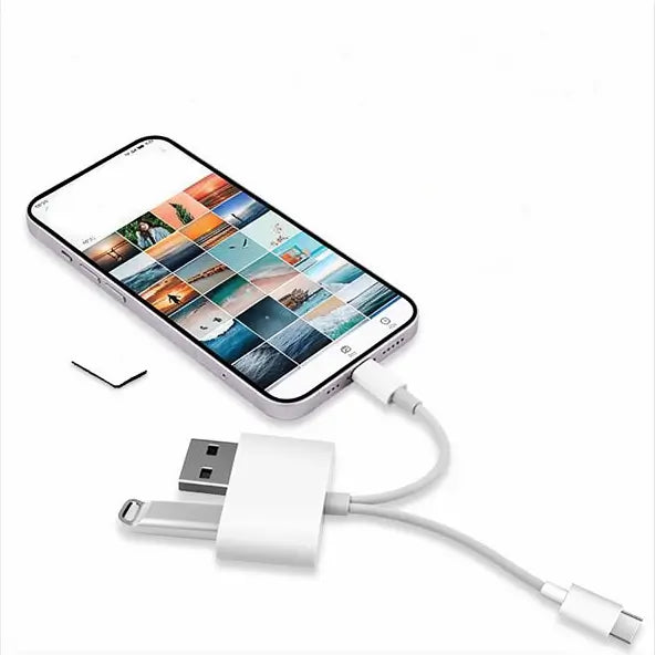 Lector de Tarjetas SD 5 en 1 para Celulares y Tablets – Adaptador Dual USB-C y Lightning, Soporta SD/MicroSD/USB 3.0, Transferencia Rápida, Plug & Play