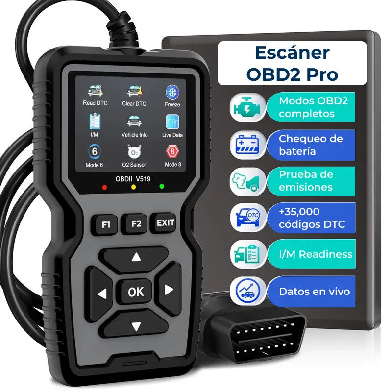 Escáner automotriz OBD2 V519 con pantalla LCD, datos en tiempo real y lectura de códigos para autos desde 1996, sin usar batería