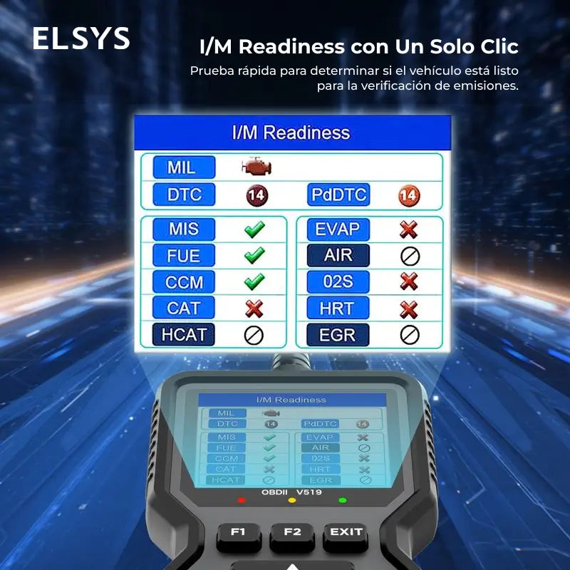 Escáner automotriz OBD2 V519 con pantalla LCD, datos en tiempo real y lectura de códigos para autos desde 1996, sin usar batería