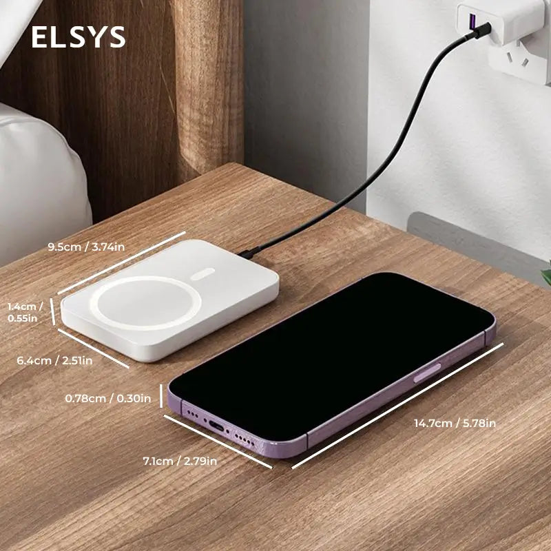 Batería portátil magnética 5000mAh con carga inalámbrica rápida para iPhone 12 al 17, compacta y ligera para oficina, viaje y uso diario