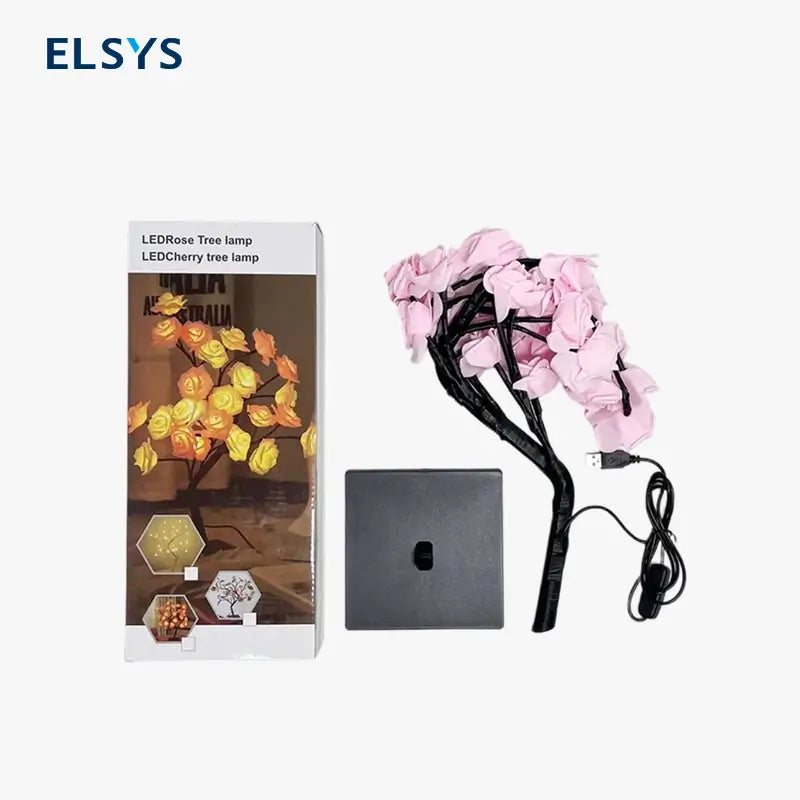 Lámpara de Noche con Diseño de Árbol de Rosas, Lámpara de Mesa USB, Luces Decorativas de Interior para Recámara, Regalo de San Valentín y Decoración del Hogar