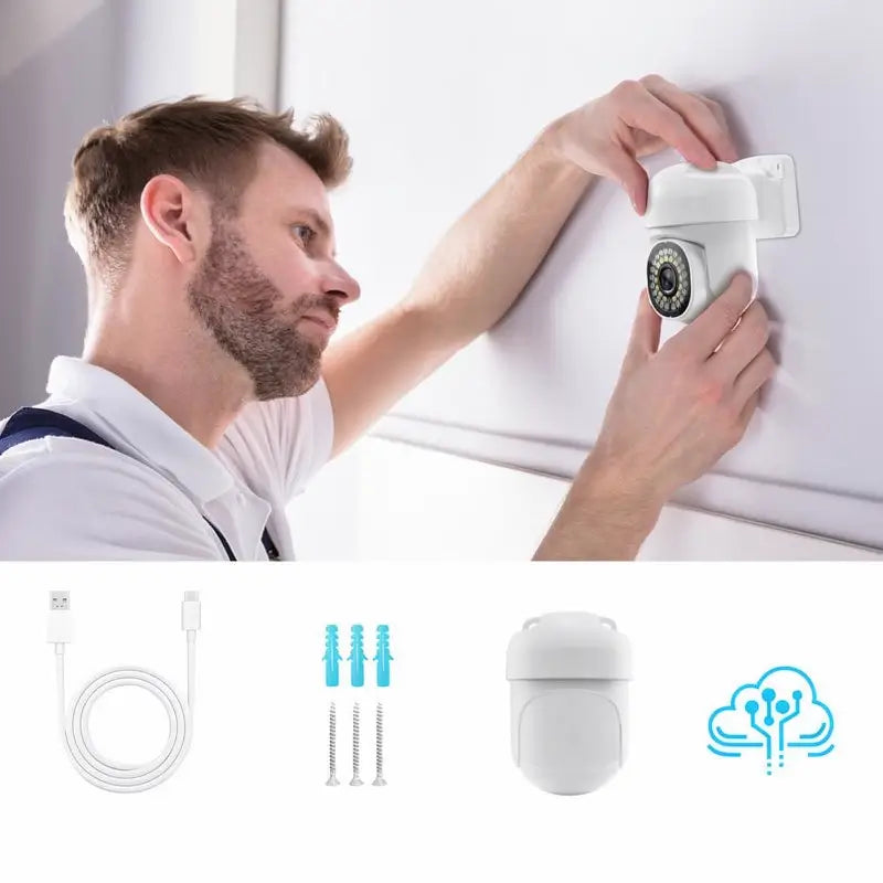 Cámara de Seguridad 3MP, Video 2K HD con Visión Nocturna a Color, Rotación de 360°, WiFi 2.4Ghz, Detección de Movimiento y Audio Bidireccional - Fácil Instalación para el Hogar