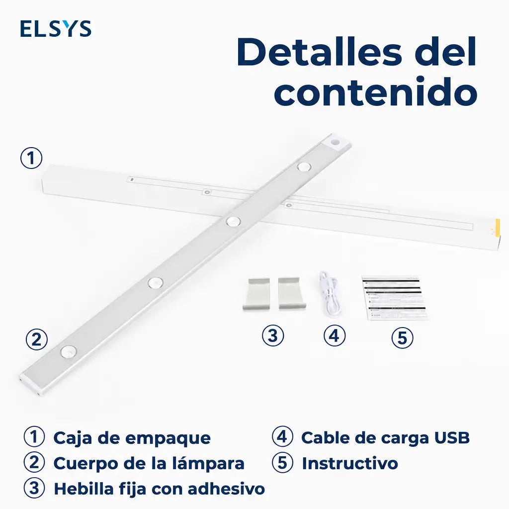 Lámpara LED ultradelgada con sensor de movimiento, recargable por USB y luz regulable para clóset, cocina, recámara e interiores
