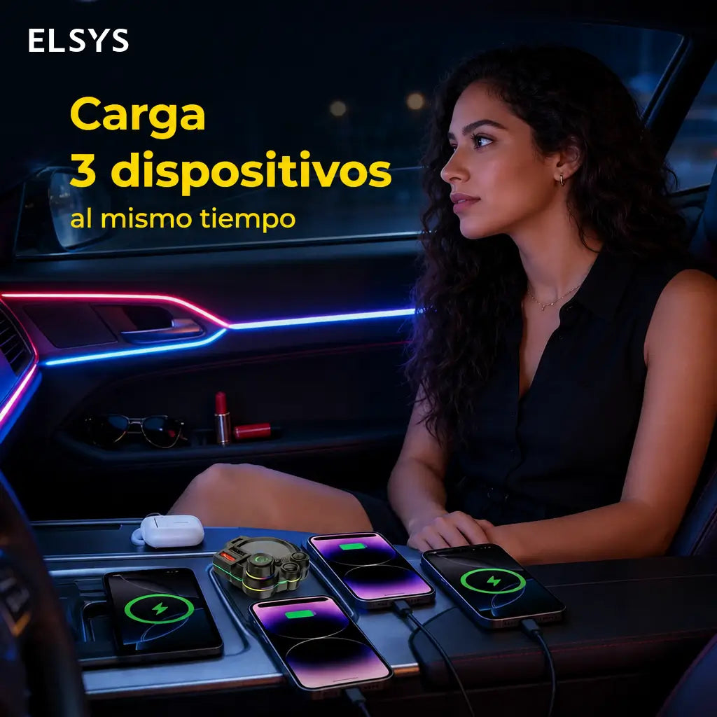 Transmisor FM Bluetooth 5.3 para auto con carga PD 20W y QC 3.0, llamadas manos libres y luz RGB para viajes