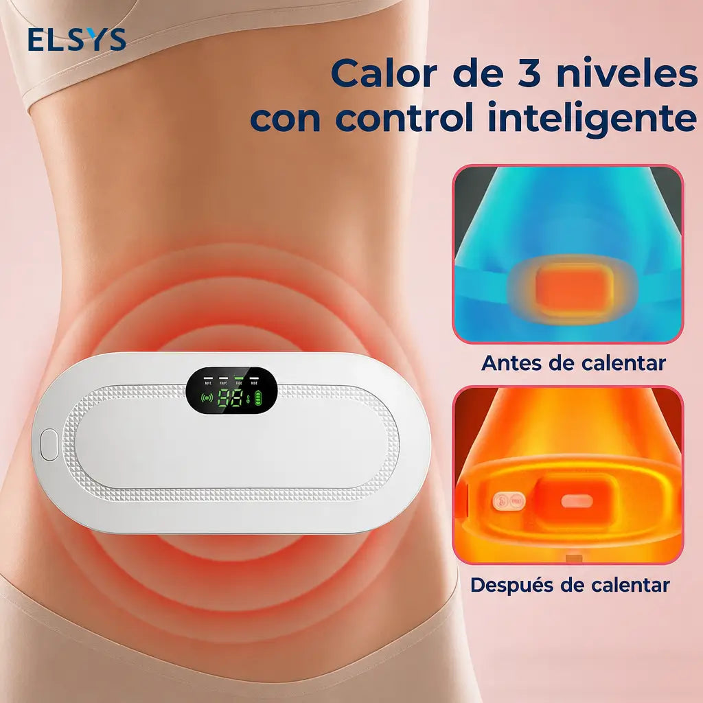 Almohadilla térmica inalámbrica con calor instantáneo y vibración ajustable para cintura, abdomen y alivio diario en casa
