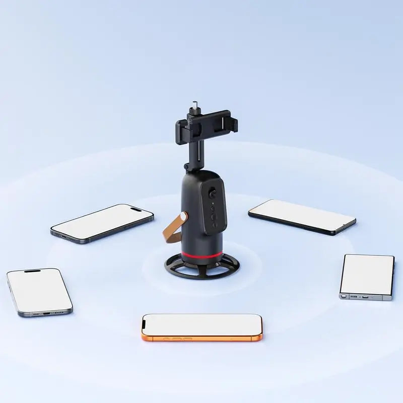 Tripie con Seguimiento Facial Automático y Control por Gestos, Soporte Giratorio 360° para Celular, Cámara Inteligente para Vlogs, Streaming y Video en Vivo, Kit de Vlogging para Smartphone